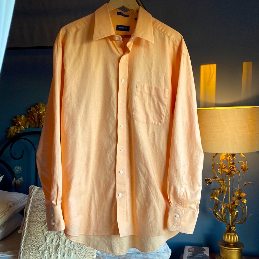 Men’s Rochas Light Peach Dress Shirt 17.5